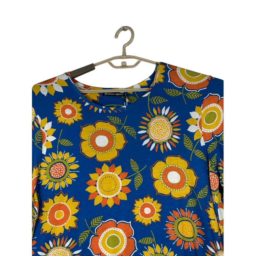 NWT Gudrun Sjoden Womens Sunflower Dress XL Jersey Boho Lagenlook Blue Artsy - Picture 3 of 13